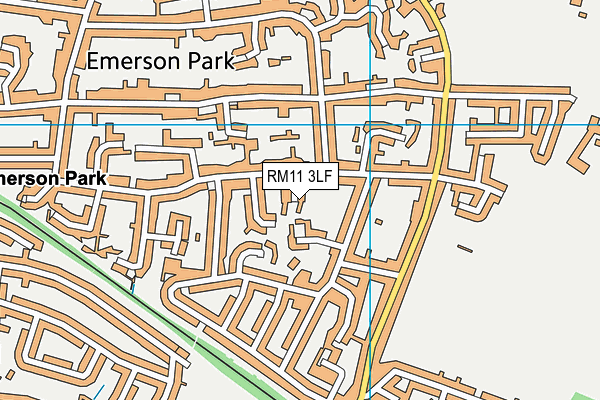RM11 3LF map - OS VectorMap District (Ordnance Survey)
