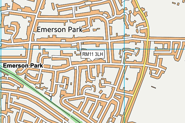 RM11 3LH map - OS VectorMap District (Ordnance Survey)