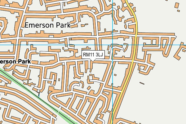 RM11 3LJ map - OS VectorMap District (Ordnance Survey)