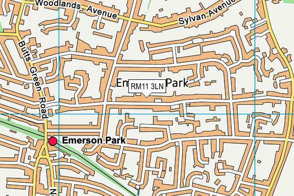 RM11 3LN map - OS VectorMap District (Ordnance Survey)