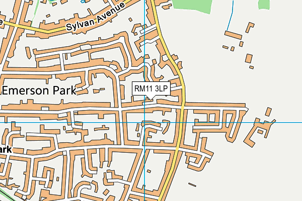 RM11 3LP map - OS VectorMap District (Ordnance Survey)
