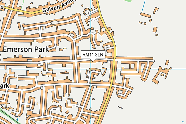 RM11 3LR map - OS VectorMap District (Ordnance Survey)