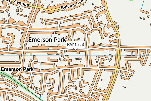 RM11 3LS map - OS VectorMap District (Ordnance Survey)