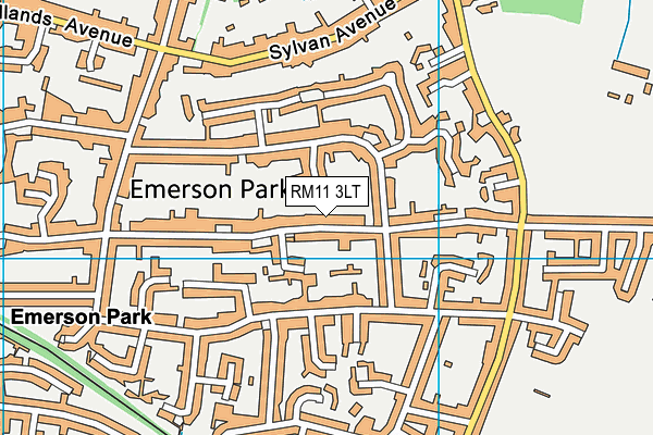 RM11 3LT map - OS VectorMap District (Ordnance Survey)