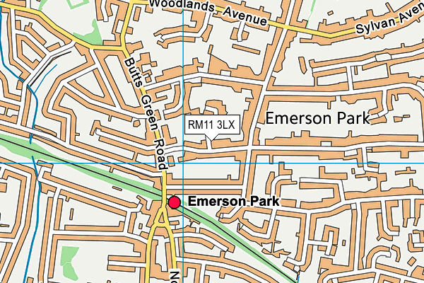 RM11 3LX map - OS VectorMap District (Ordnance Survey)