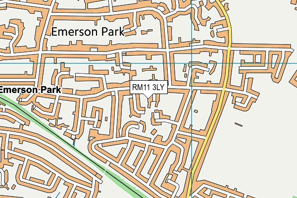 RM11 3LY map - OS VectorMap District (Ordnance Survey)