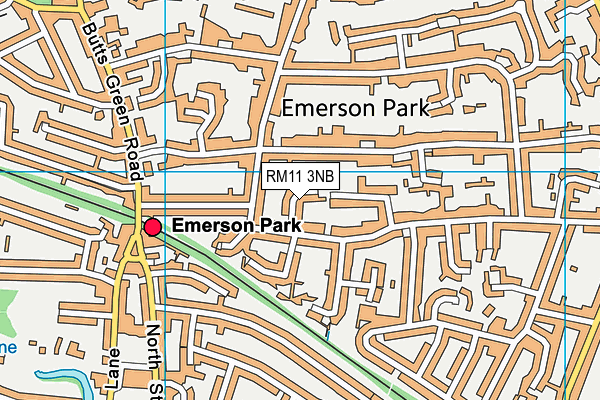 RM11 3NB map - OS VectorMap District (Ordnance Survey)