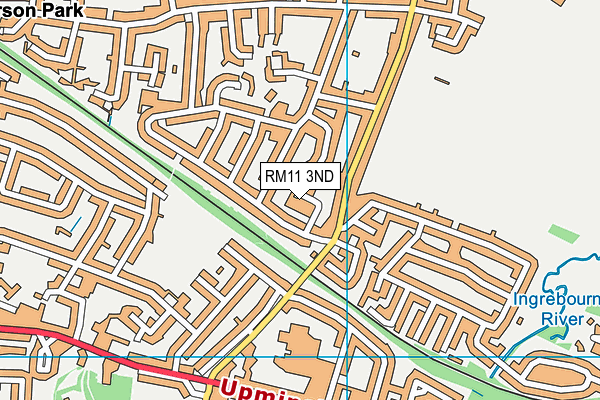 RM11 3ND map - OS VectorMap District (Ordnance Survey)
