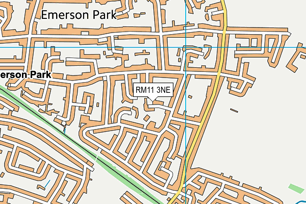 RM11 3NE map - OS VectorMap District (Ordnance Survey)