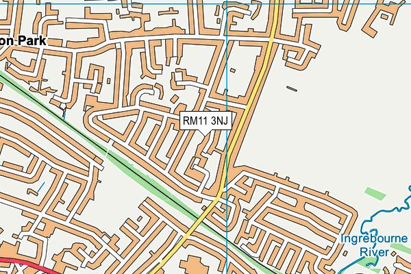RM11 3NJ map - OS VectorMap District (Ordnance Survey)