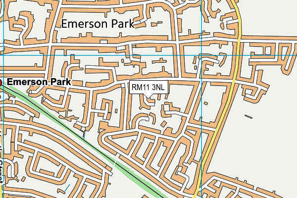 RM11 3NL map - OS VectorMap District (Ordnance Survey)