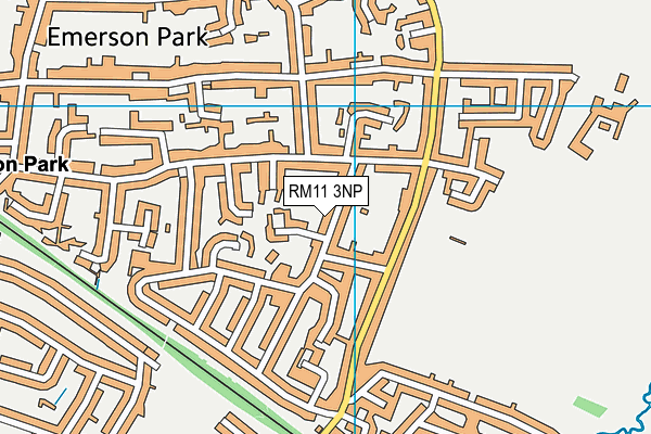 RM11 3NP map - OS VectorMap District (Ordnance Survey)