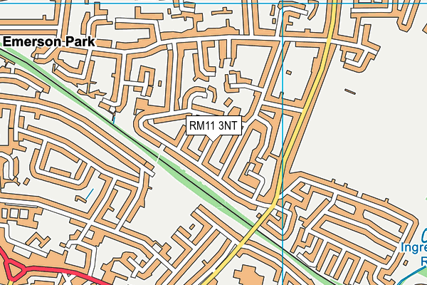 RM11 3NT map - OS VectorMap District (Ordnance Survey)