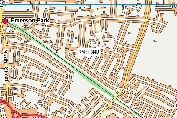 RM11 3NU map - OS VectorMap District (Ordnance Survey)