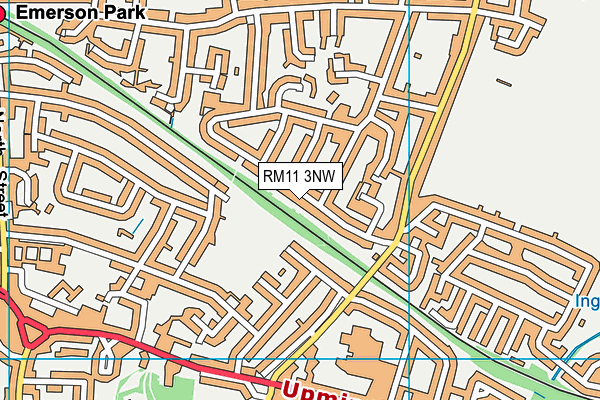 RM11 3NW map - OS VectorMap District (Ordnance Survey)