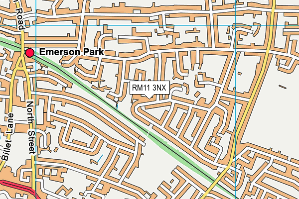RM11 3NX map - OS VectorMap District (Ordnance Survey)