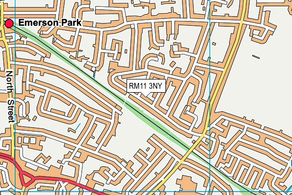 RM11 3NY map - OS VectorMap District (Ordnance Survey)