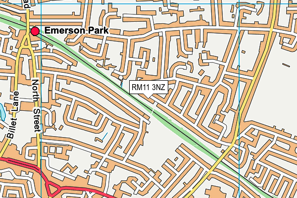 RM11 3NZ map - OS VectorMap District (Ordnance Survey)