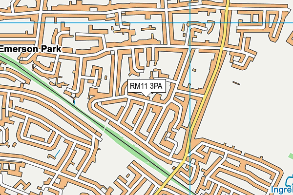 RM11 3PA map - OS VectorMap District (Ordnance Survey)