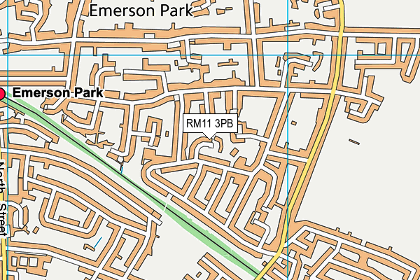 RM11 3PB map - OS VectorMap District (Ordnance Survey)