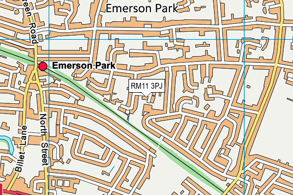 RM11 3PJ map - OS VectorMap District (Ordnance Survey)