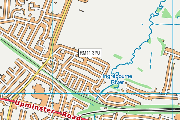 RM11 3PU map - OS VectorMap District (Ordnance Survey)