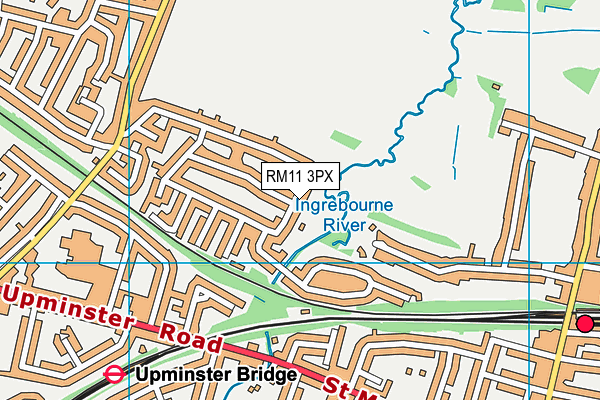 RM11 3PX map - OS VectorMap District (Ordnance Survey)