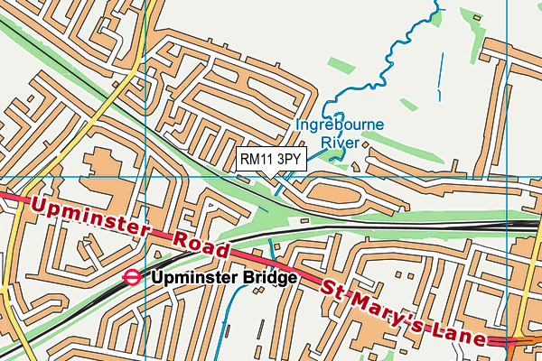 RM11 3PY map - OS VectorMap District (Ordnance Survey)