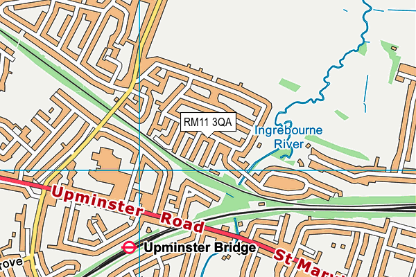 RM11 3QA map - OS VectorMap District (Ordnance Survey)