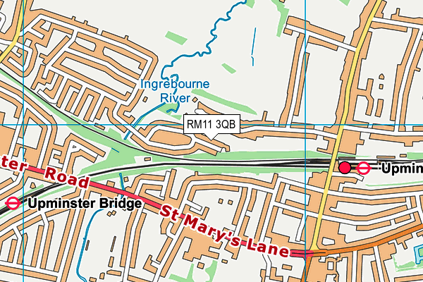 RM11 3QB map - OS VectorMap District (Ordnance Survey)