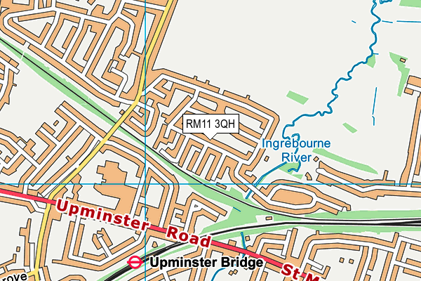 RM11 3QH map - OS VectorMap District (Ordnance Survey)