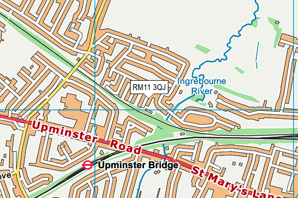 RM11 3QJ map - OS VectorMap District (Ordnance Survey)