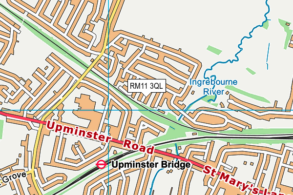 RM11 3QL map - OS VectorMap District (Ordnance Survey)