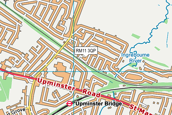 RM11 3QP map - OS VectorMap District (Ordnance Survey)