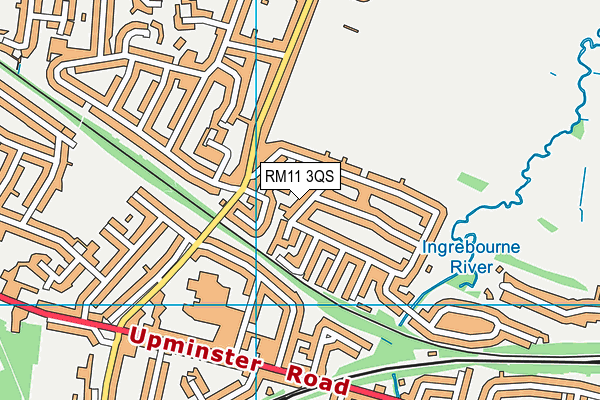 RM11 3QS map - OS VectorMap District (Ordnance Survey)