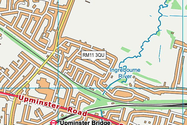 RM11 3QU map - OS VectorMap District (Ordnance Survey)