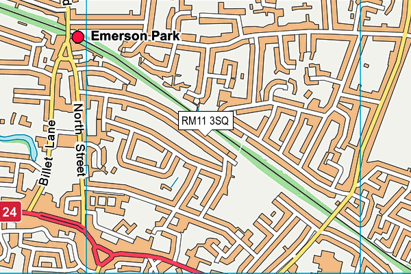 RM11 3SQ map - OS VectorMap District (Ordnance Survey)