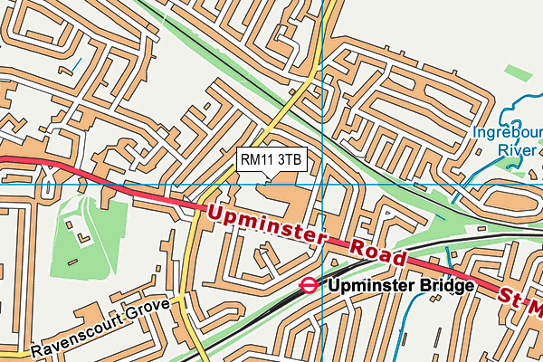 RM11 3TB map - OS VectorMap District (Ordnance Survey)