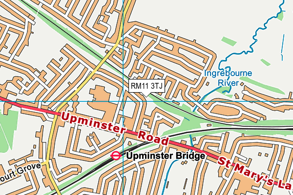 RM11 3TJ map - OS VectorMap District (Ordnance Survey)