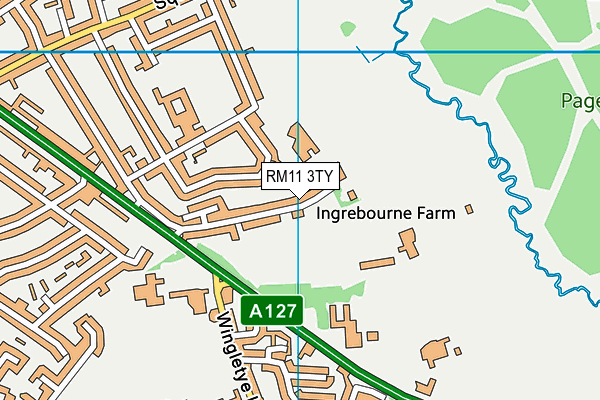 RM11 3TY map - OS VectorMap District (Ordnance Survey)