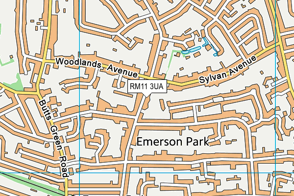 RM11 3UA map - OS VectorMap District (Ordnance Survey)