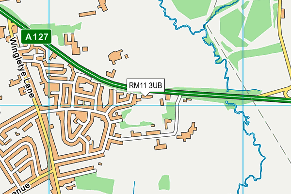RM11 3UB map - OS VectorMap District (Ordnance Survey)