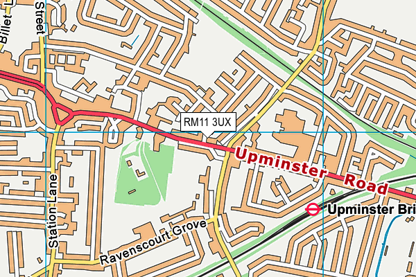 RM11 3UX map - OS VectorMap District (Ordnance Survey)