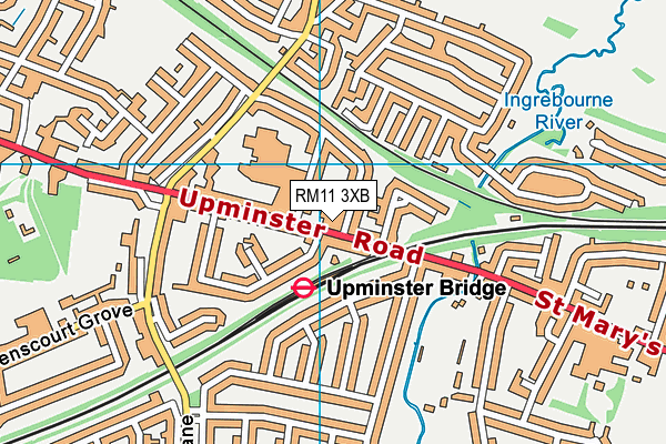 RM11 3XB map - OS VectorMap District (Ordnance Survey)