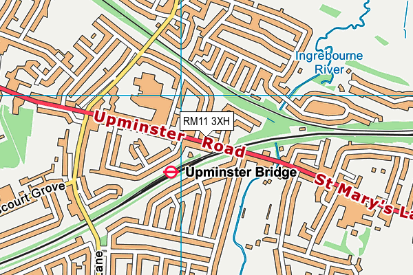 RM11 3XH map - OS VectorMap District (Ordnance Survey)