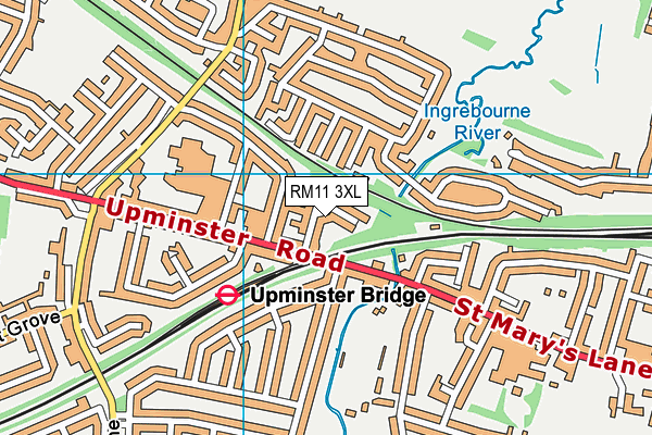 RM11 3XL map - OS VectorMap District (Ordnance Survey)