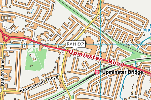 RM11 3XP map - OS VectorMap District (Ordnance Survey)