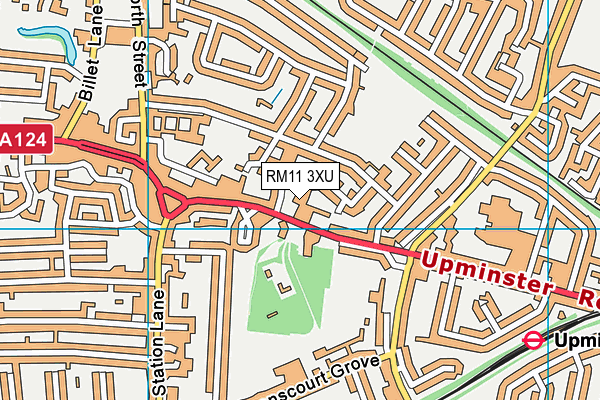 RM11 3XU map - OS VectorMap District (Ordnance Survey)
