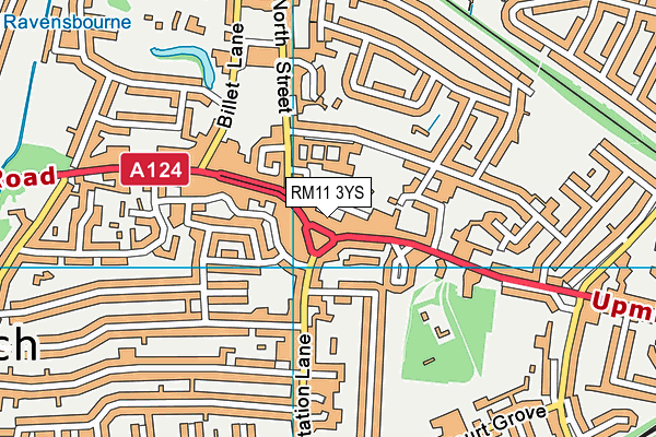 RM11 3YS map - OS VectorMap District (Ordnance Survey)