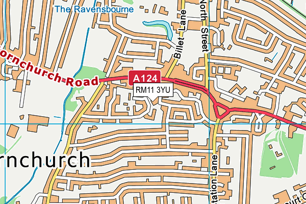 RM11 3YU map - OS VectorMap District (Ordnance Survey)